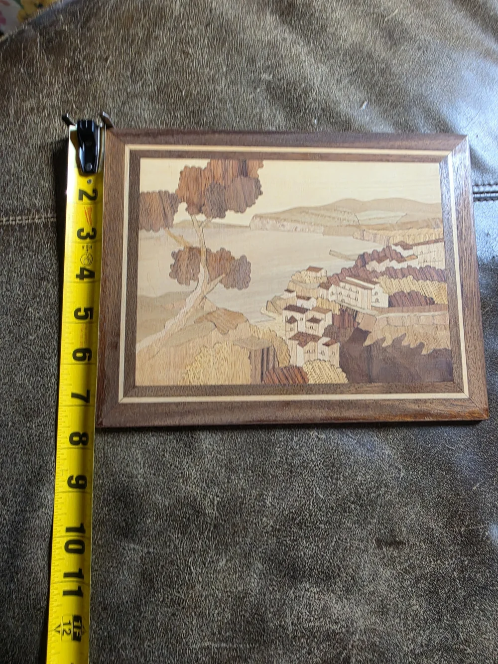 Vintage Italian Sorrento Wood Marquetry Coastal Landscape Art Gargiulo & Jannuzi